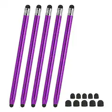 Front. Unique Bargains - 5pcs Stylus Pens 2 in 1 High Sensitivity Universal Pen Capacitive Stylus for Phone Tablets Laptop Touch Screen Devices - Purple.