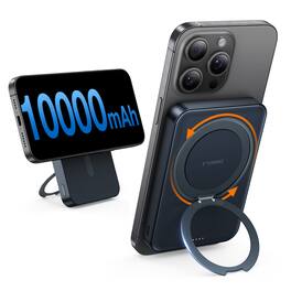 TORRAS - Qi2.0 Certified Ostand Magnetic Power Bank 10000mAh with 360° Rotatable Stand - Black