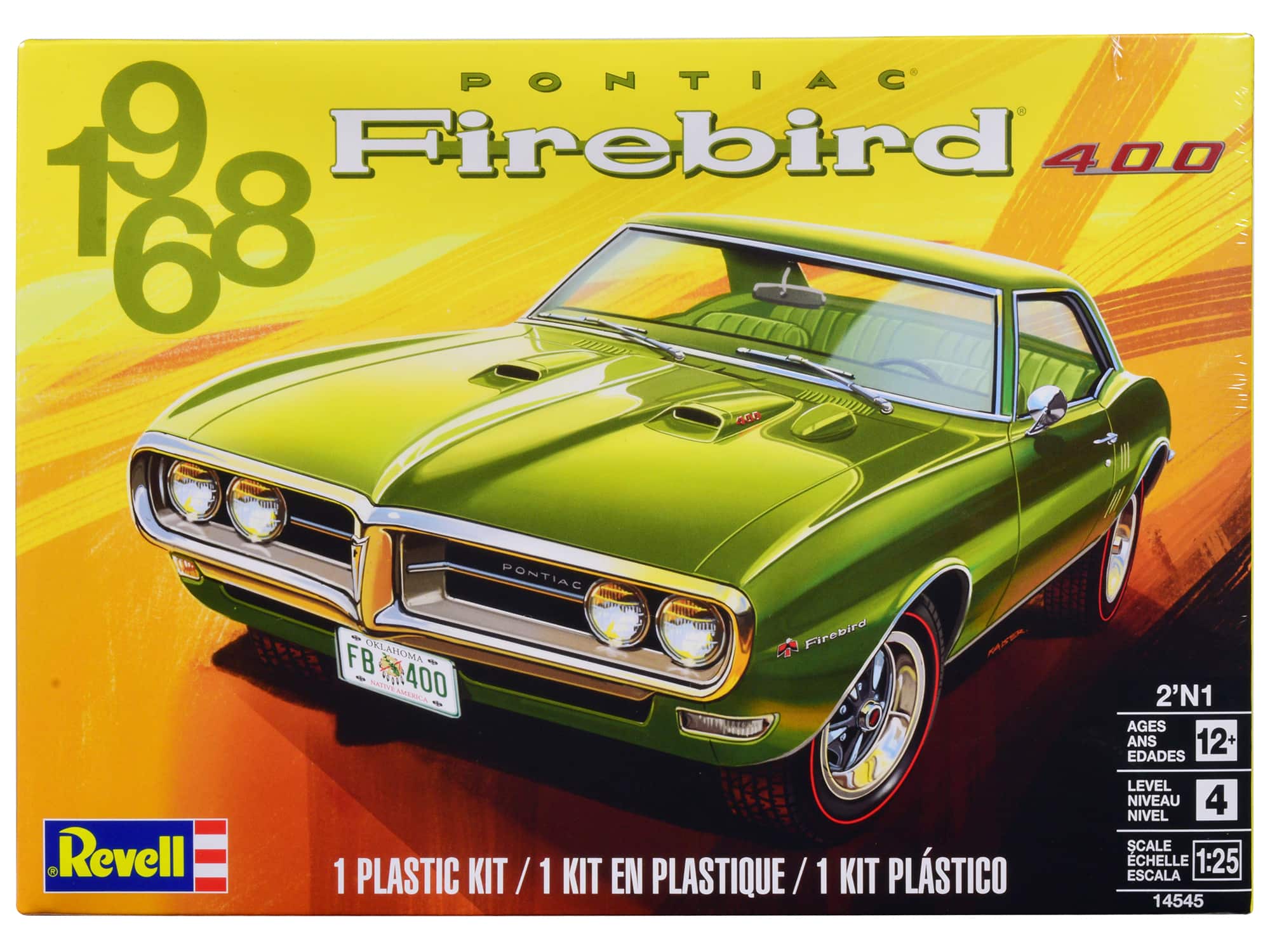 Level 4 Model Kit 1968 Pontiac Firebird 400 2-in-1 Kit 1/25 Scale Model by Revell - Green