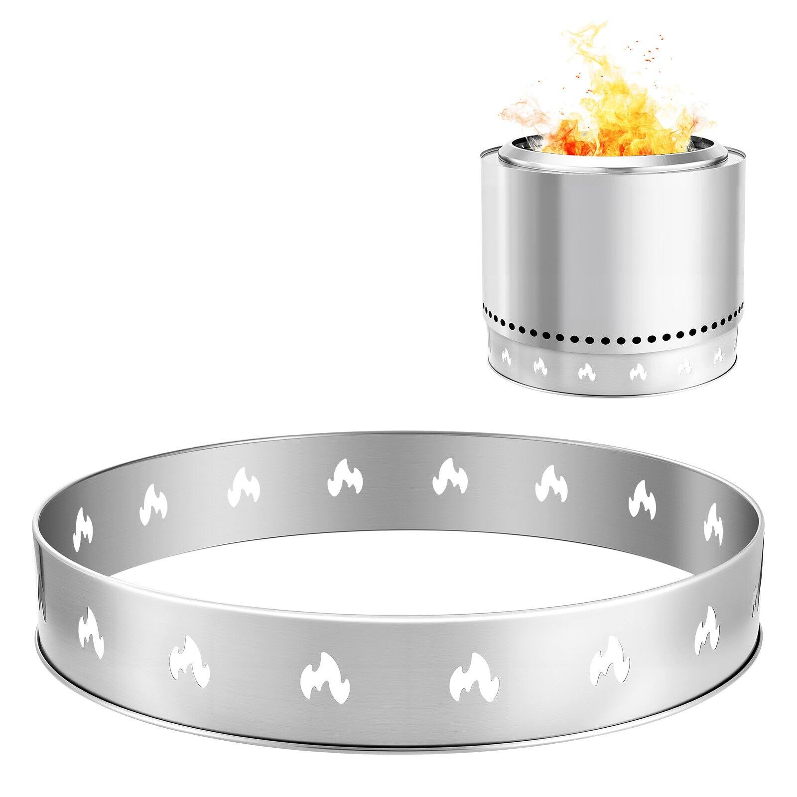 Front. Glintex - Fire Pit Stand 27-Inch Stainless Steel Support Frame for Smokeless Bonfire Stove, Portable Outdoor Camping Accessory.