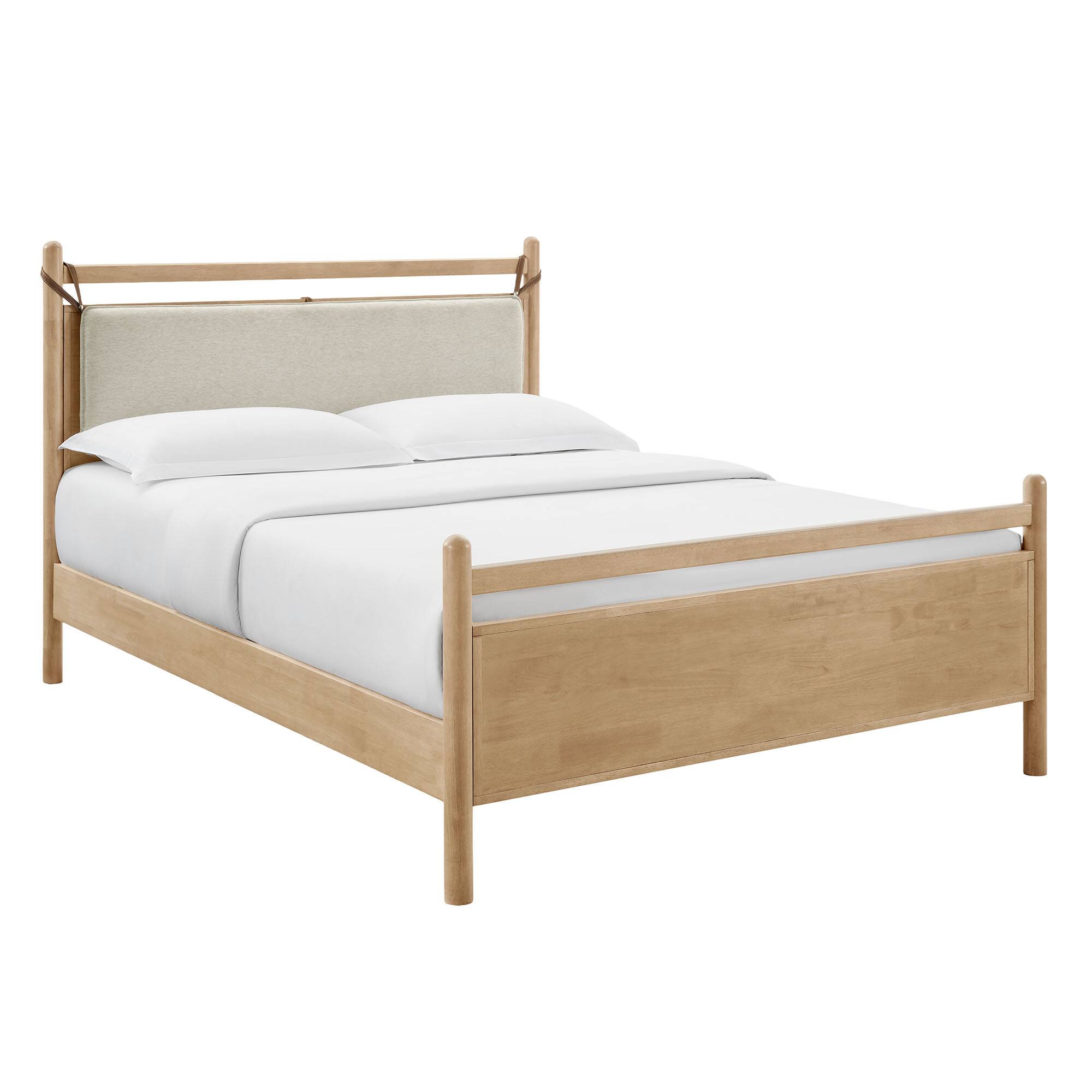 Angle. Modway - Leni Wood Platform Bed Frame by Modway - Light Oak Heathered Ivory.
