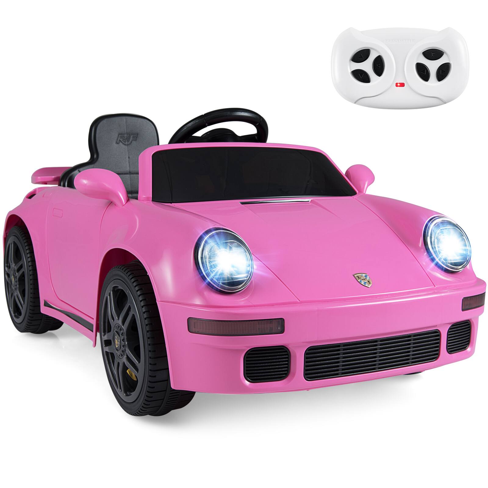 Front. Gymax - Gymax 12V Licensed RUF CTR Kids' Electric Vehicle w/Remote Control LED Lights Music Pink - Pink.