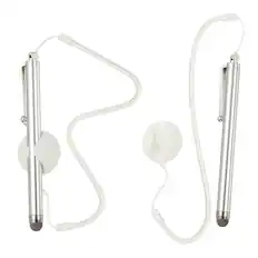Front. Unique Bargains - 2pcs Screen Capacitive Pen with Spring Rope Fixing Dock High Sensitivity for Mobile Phone Car Navigation GPS POS Tablet - Silver Tone.
