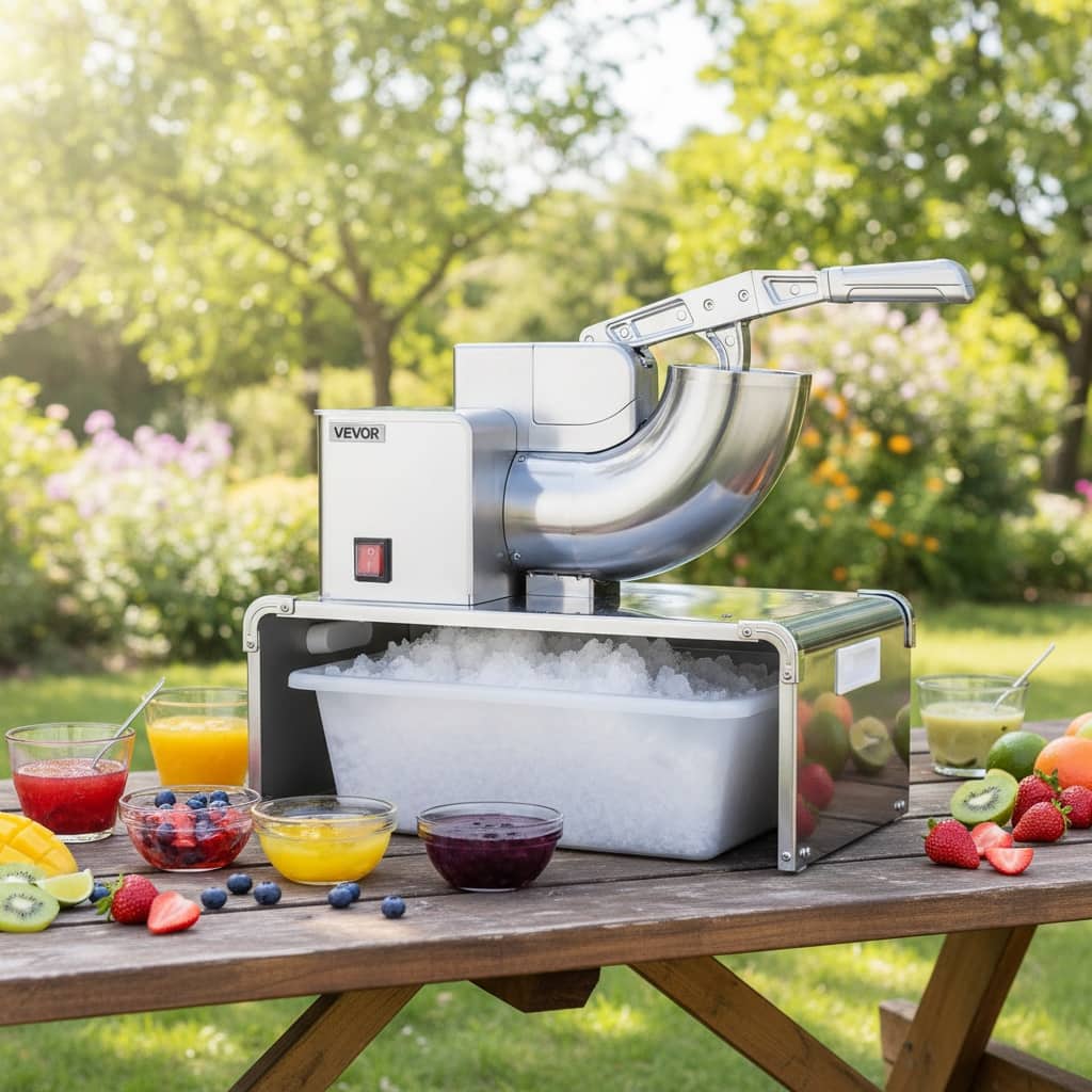 Forest'nSky - Commercial Ice Crusher - 661 lb/h, 350W 4-Blade, Replaceable Container - Silver