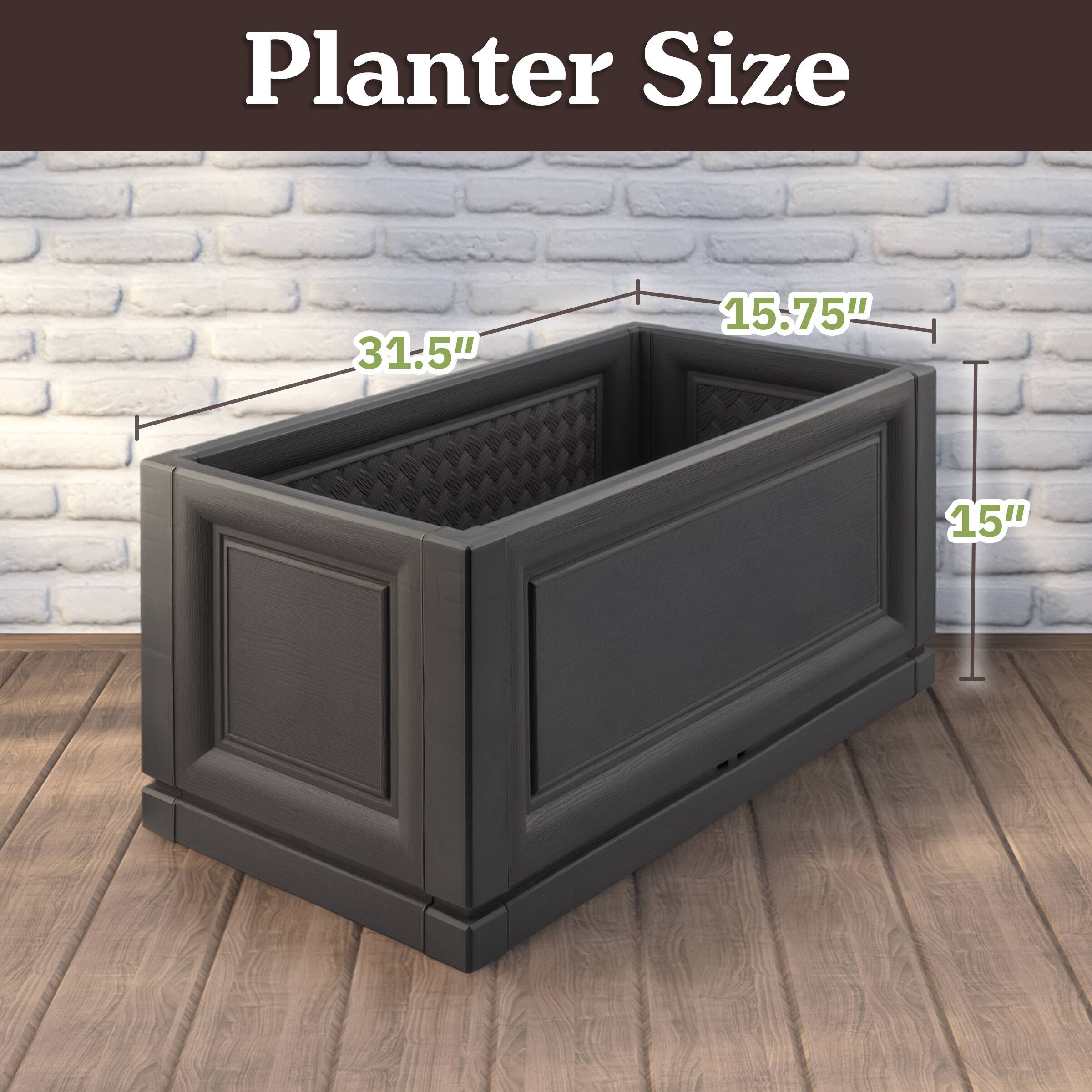 Planter Size: 31.5" x 15.75" x 15"