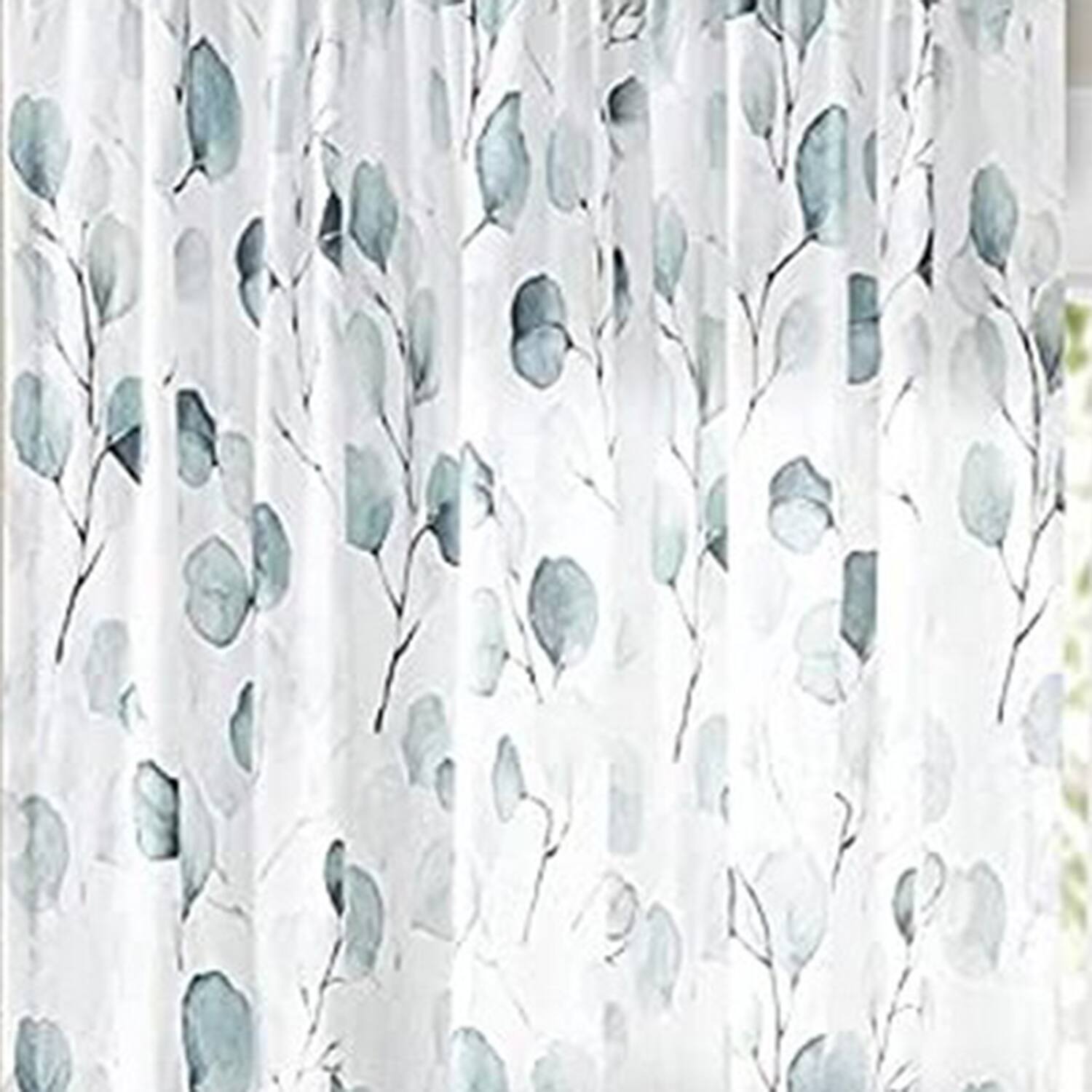 Left. Ellis Curtain - Ellis Curtain Eucalyptus Crushed Taffeta Rod Pocket Tailored Panel - 48x63" Spa - Spa.