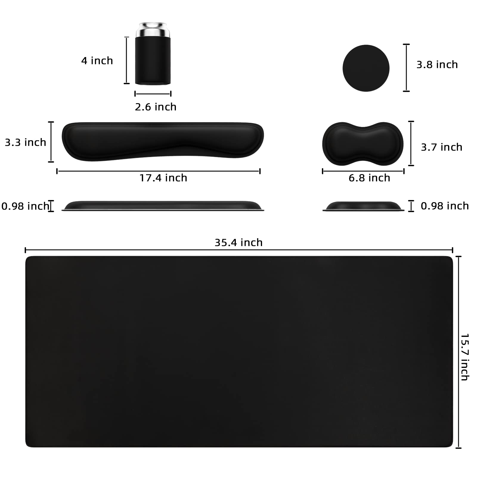 4 inch  
2.6 inch  
3.3 inch  
17.4 inch  
0.98 inch  
35.4 inch  
15.7 inch  
3.8 inch  
6.8 inch  
3.7 inch  
0.98 inch