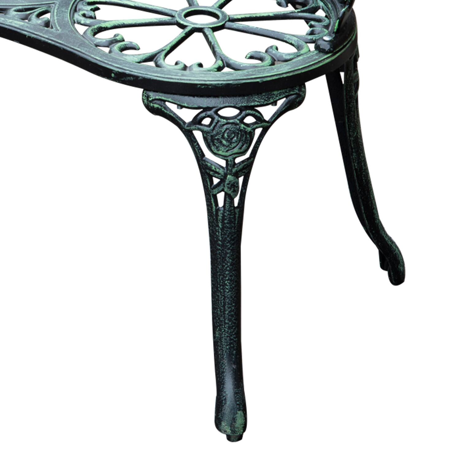 Alt View 5. AOOLIVE - Outdoor Bench, Cast Aluminum Outdoor Furniture, Metal Bench with Floral Rose Accent & Antique Finish, Green - Green.