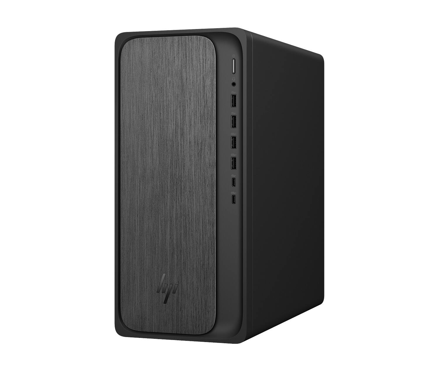 Alt View 7. HP - HP OmniDesk Desktop (AMD Ryzen 5 8500G, 32GB DDR5, 2TB PCIe SSD, AMD Radeon 740M, Win 11 Pro) w/USB Hub - Gray Wood.