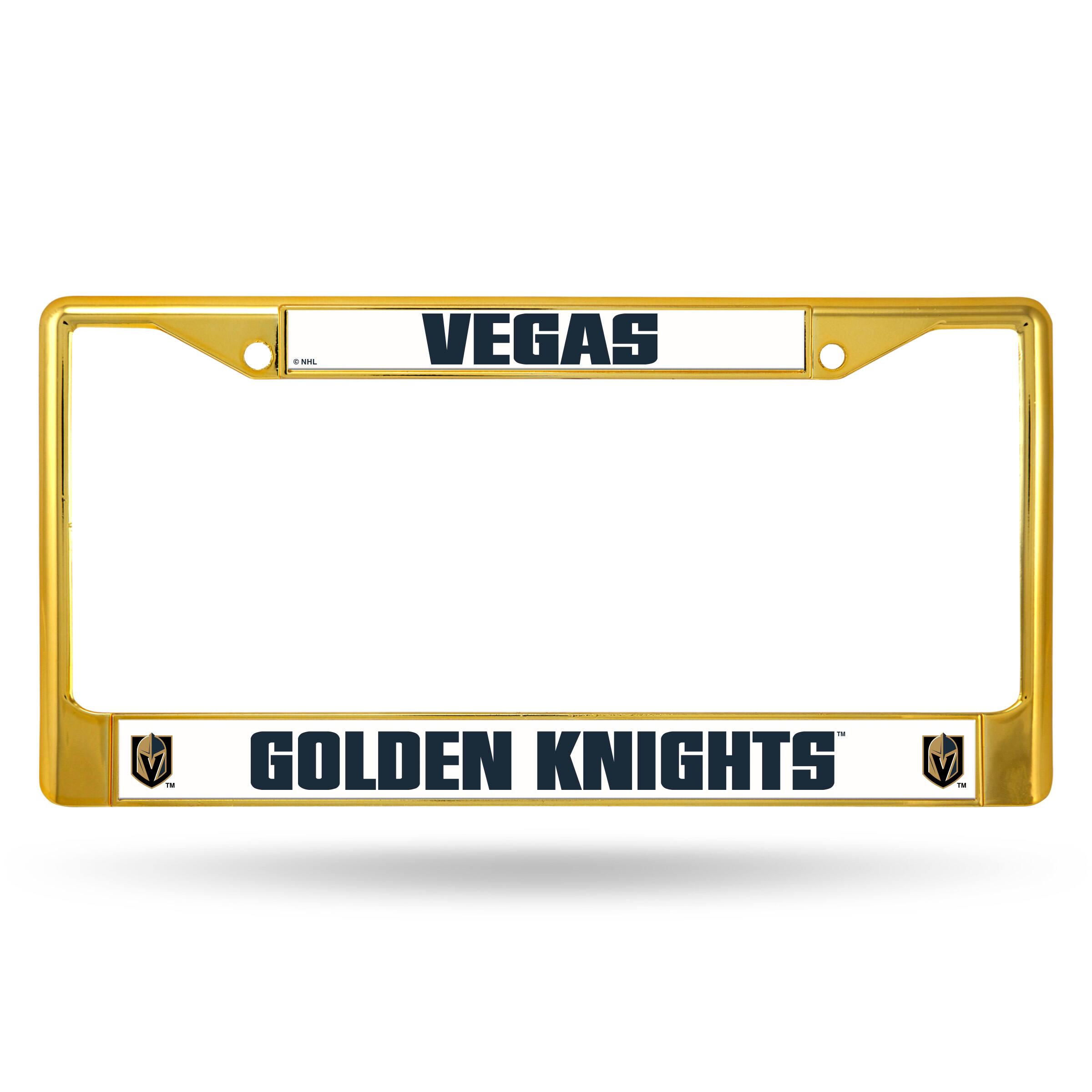 Las Vegas Golden Knights NHL Gold Color Painted Chrome Metal License Plate Frame