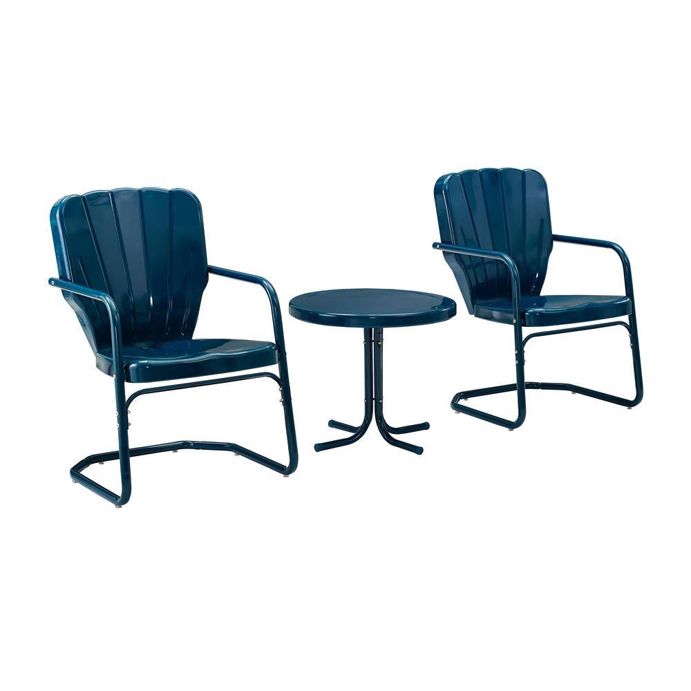 Crosley Furniture - Ridgeland 3Pc Retro Outdoor Chair Set - Side Table & 2 Chairs - Navy Gloss price history on PriceWatchPro