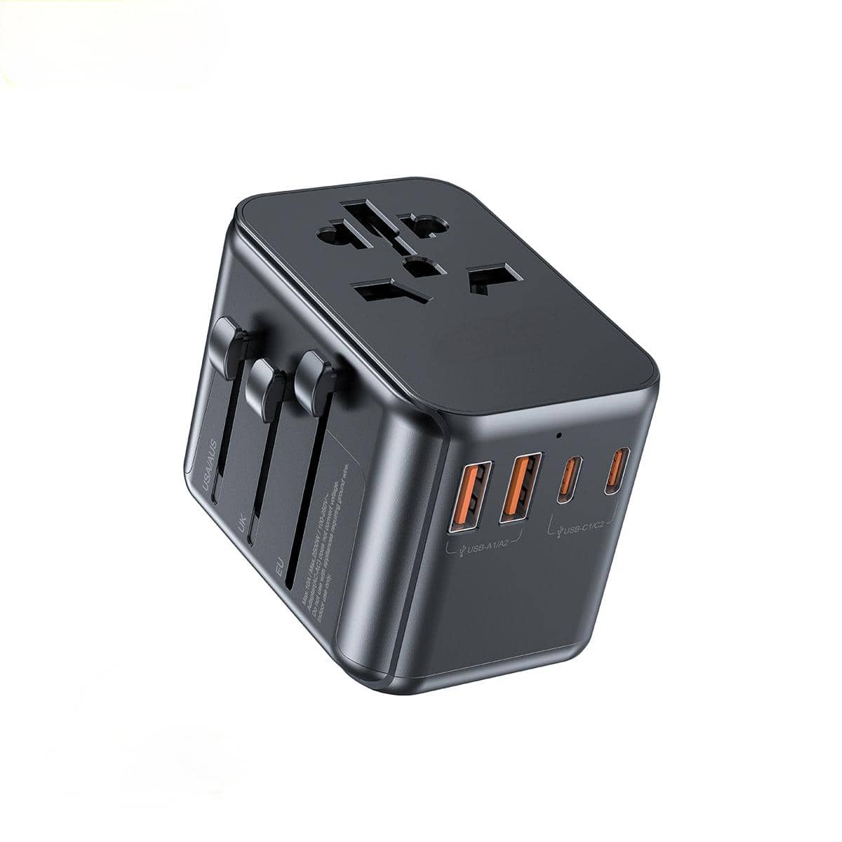 HONGGE - 35W Multi Port Travel Power Strip with USB C and USB A Fast Charging Ports - Black