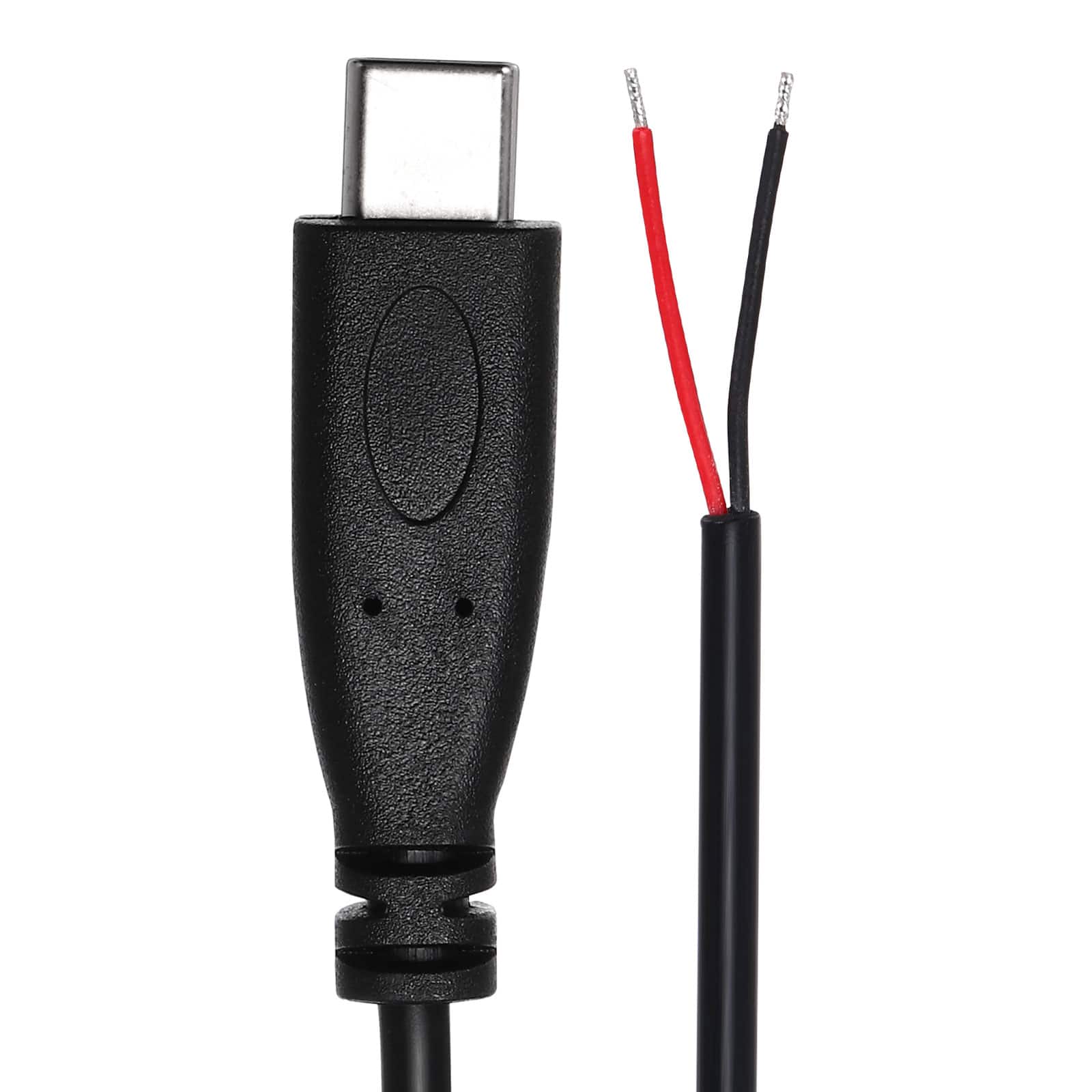 Unique Bargains - USB C Male to 2-Pin Bare Wire Pigtail, 22AWG 12V 3A, for DIY Equipment Installation/Repair, 2pcs - Black