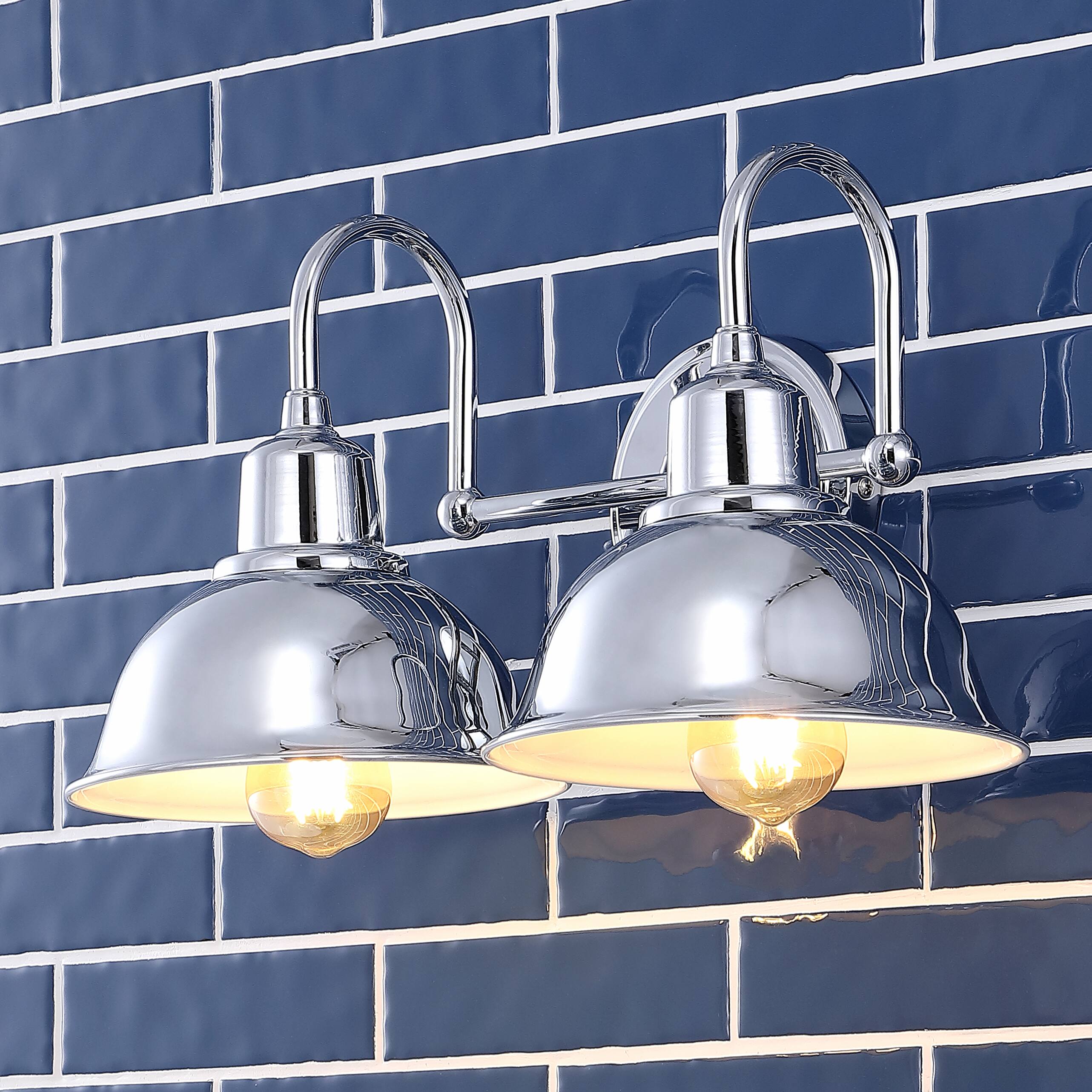 Alt View 1. Jonathan Y - Frisco 17.25" 2-Light Farmhouse Industrial Iron LED Vanity, Chrome - Chrome.