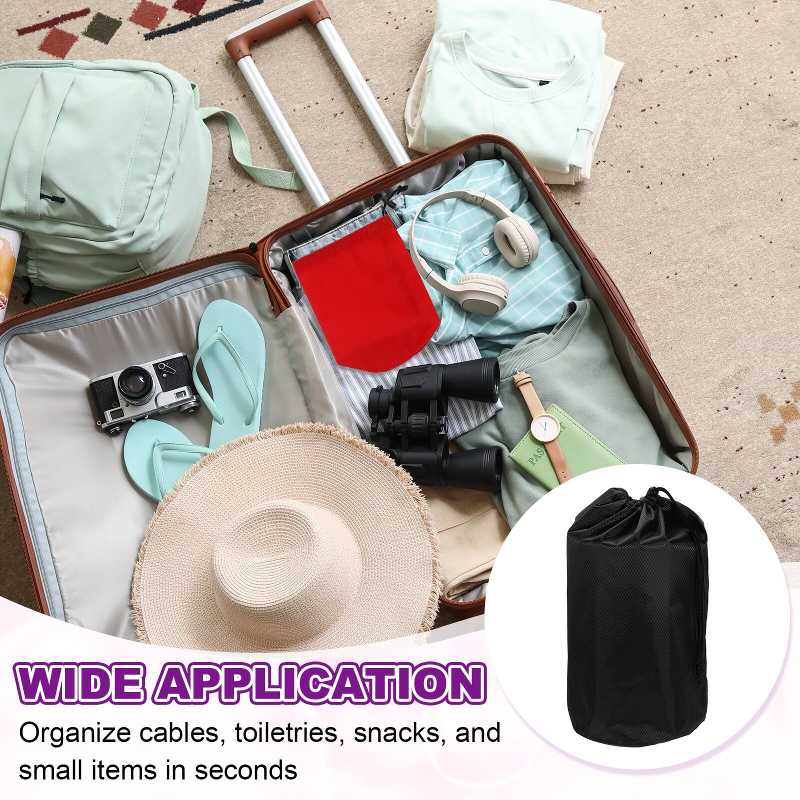 WIDE APPLICATION  
Organize cables, toiletries, snacks, and small items in seconds