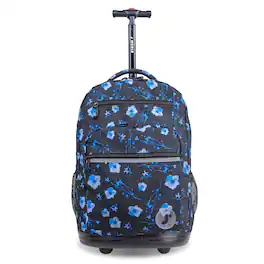 J World - Girls and Womens Sundance 20" Rolling Backpack with Laptop Sleeve for School and Travel - NIGHT BLOOM