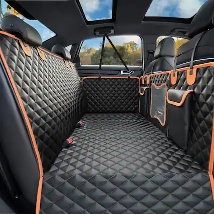 Front. COTTAGE - High Barrier Dog Car Seat Cover Waterproof Extender For Dogs Protector Hard Bottom Holds Nonslip Hammock Pet - Dark grey.