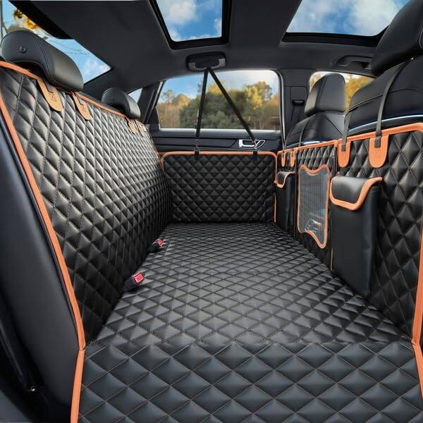 Front. COTTAGE - High Barrier Dog Car Seat Cover Waterproof Extender For Dogs Protector Hard Bottom Holds Nonslip Hammock Pet - Dark grey.