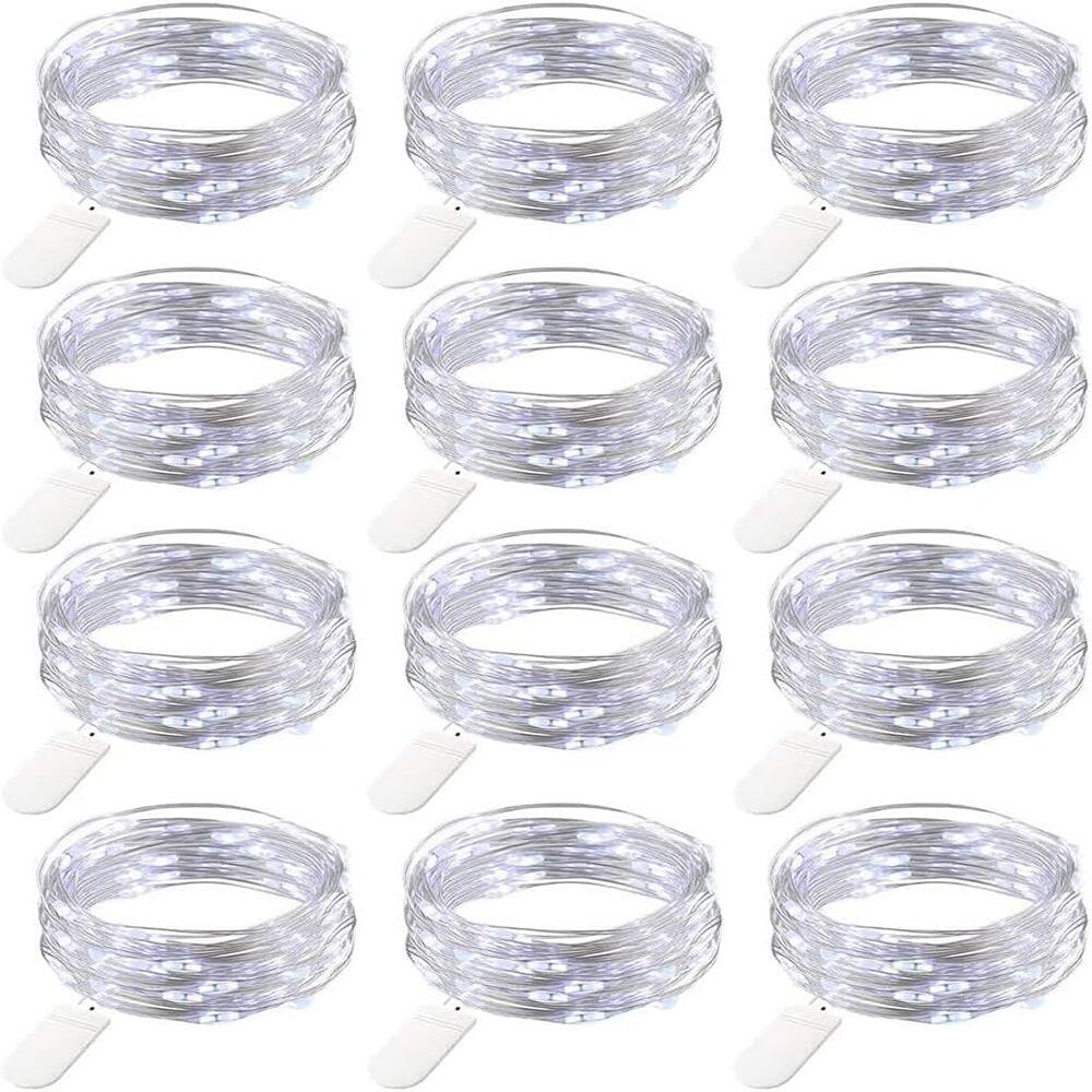 Front. Schertz - 12 Pack Battery Fairy String Lights, 7FT 20 LED Waterproof Firefly Lights for Indoor/Outdoor Decor - Cold White.