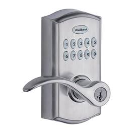Kwikset - SmartKey Satin Chrome Metal Electronic Touch Pad Entry Lever