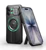Front. Dexnor - Rugged Hard Shell Case for iPhone 17 6.3-inch with Slide Camera Cover & Kickstand , Compatible with MagSafe - Black.