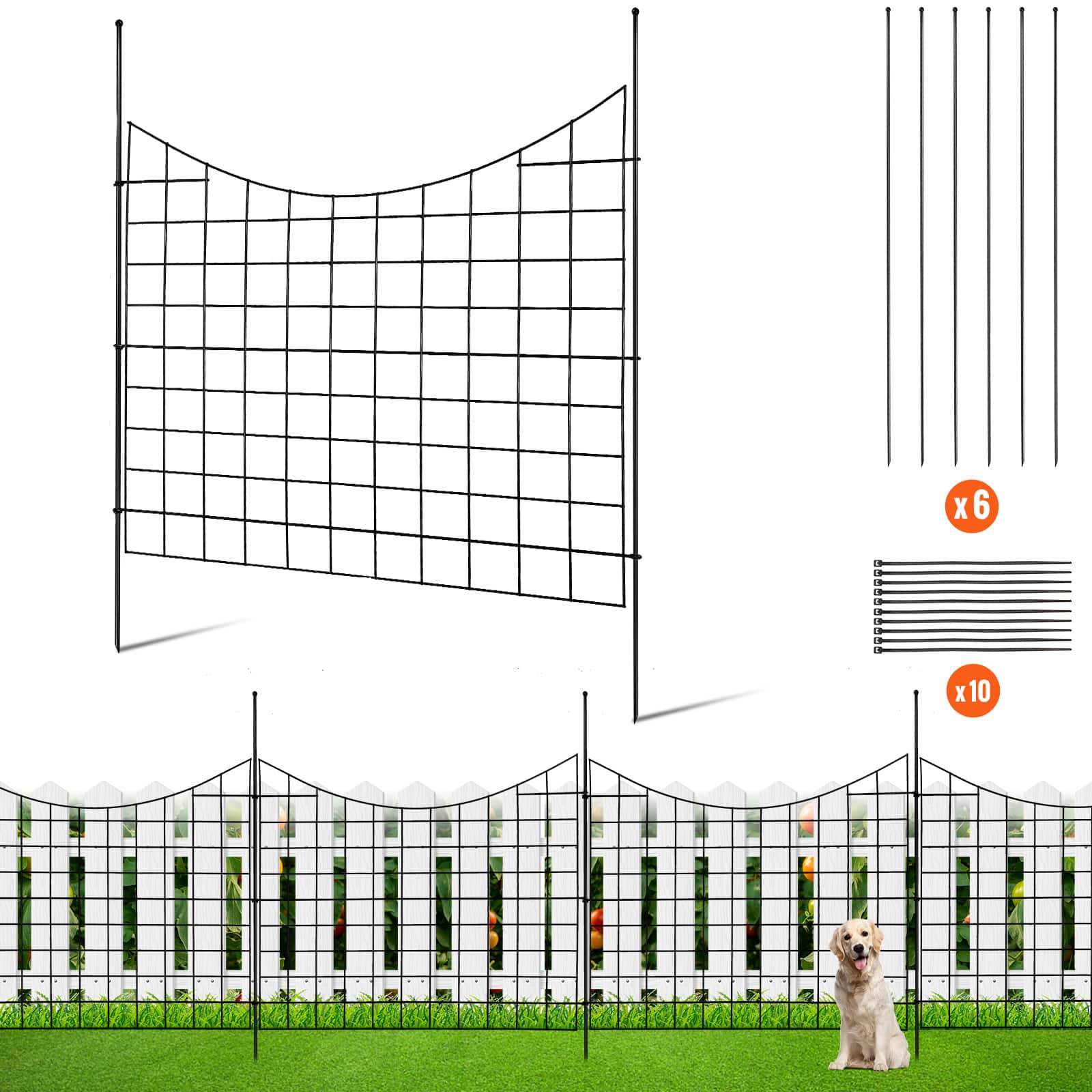 VEVOR - Garden Fence, 36.6in(H) x29.5in(L) Animal Barrier Fence, Underground Decorative Garden Fencing with 2.5 Inch Spike - Black price history on PriceWatchPro