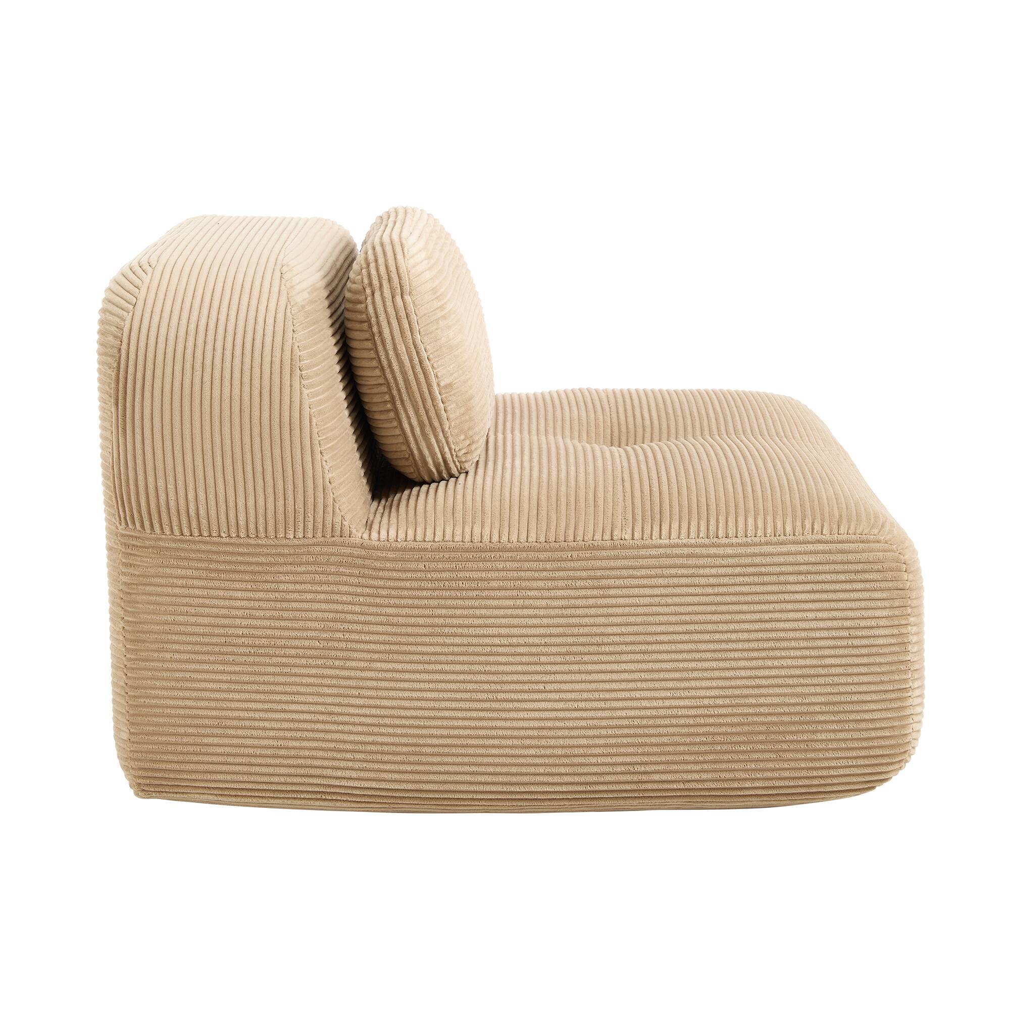 Back. LOVMOR - Corduroy Couch No Assembly Compressed Pack Anti Slip Curved Armrests For Den Soft Textured Lounge Indoor TV XL - Camel.