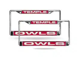 Rico Industries - Temple University Owls Chrome Metal Laser Cut License Plate Frame - Set of 2 Frames - Multi