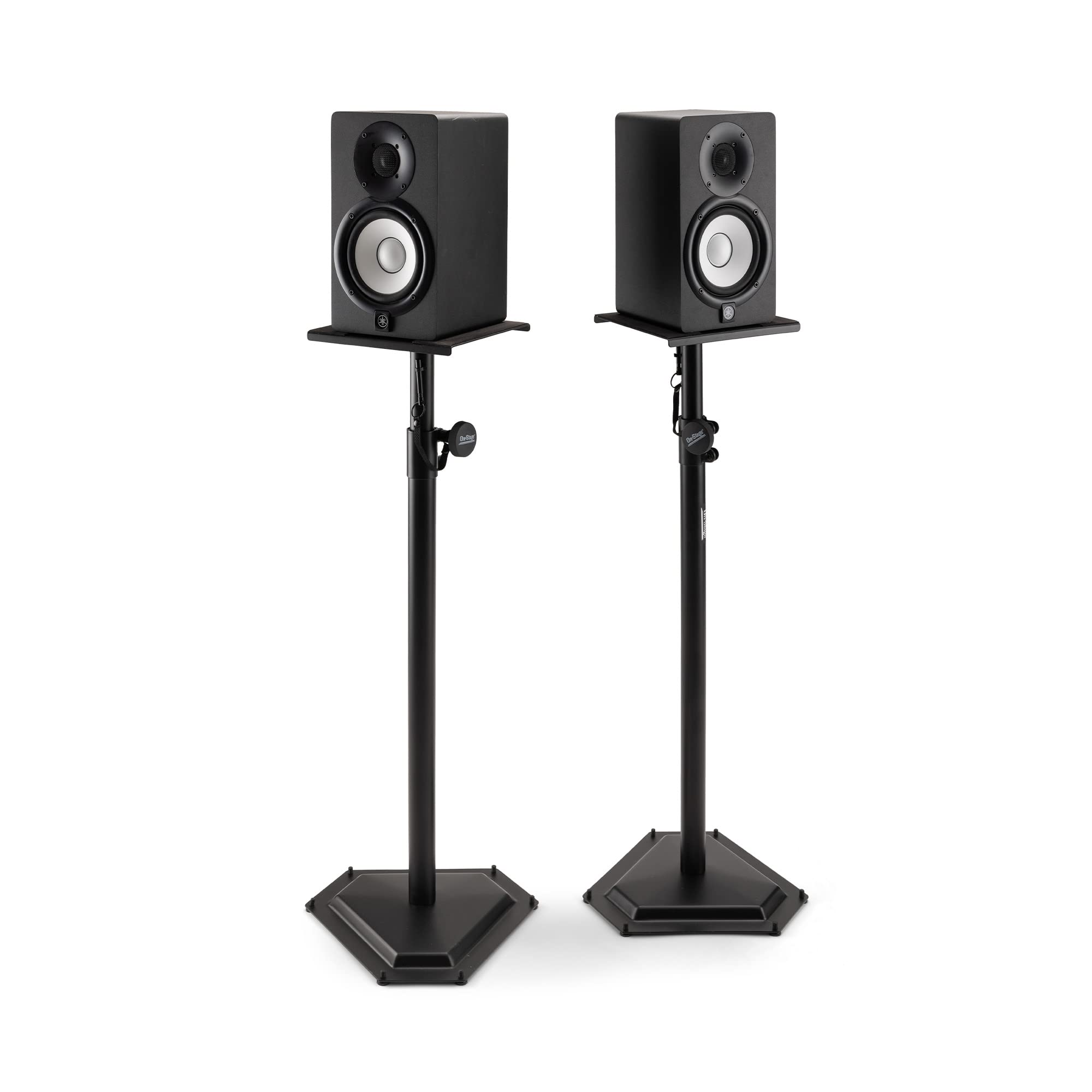 Angle. On Stage Stands - On-Stage SMS6600-P Hex-Base Monitor Stands Pair(Height-Adjustable Pedestal Studio Speaker Stands, Locking Pin, Hexagonal - Black.