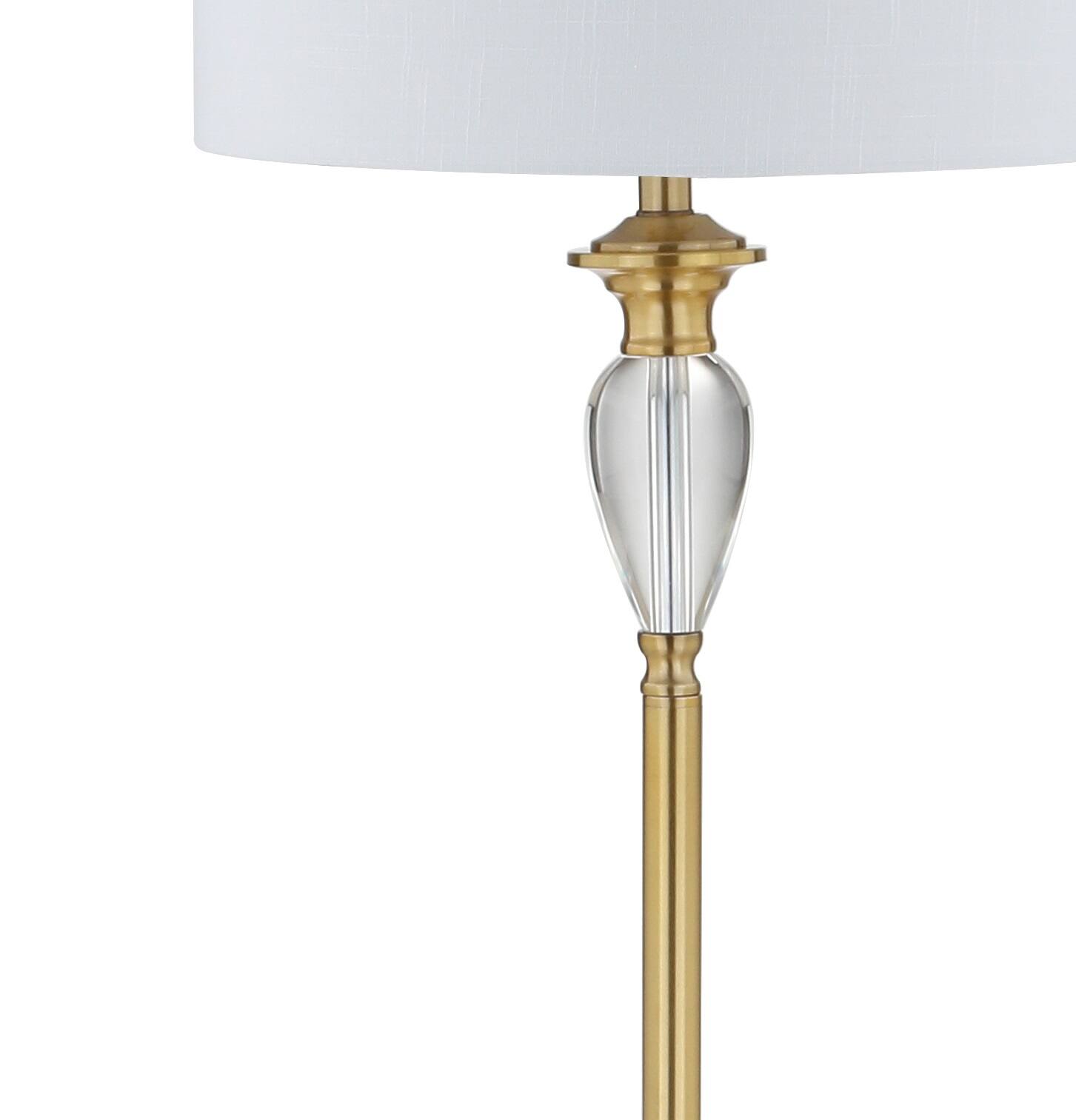 Alt View 4. Jonathan Y - Evelyn 60" Crystal / Metal LED Floor Lamp, Brass Gold/Clear - Brass Gold/Clear.