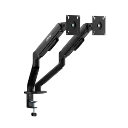 MSI - MAG MT101DG Dual Monitor Arm – Adjustable Desk Mount, VESA Compatible, 17–32in, 22 lbs Capacity, Clamp & Grommet - Matte Black