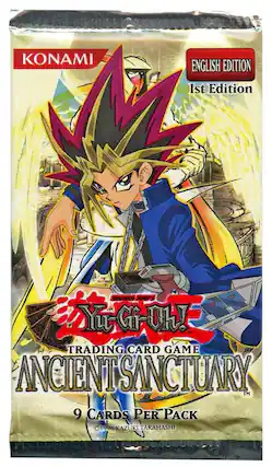 KONAMI ENGLISH EDITION 1st Edition SHONEN JUMP'S Yu-Gi-Oh! TRADING CARD GAME ANCIENT SANCTUARY TM 9 CARDS PER PACK 1996 KAZUKI TAKAHASHI