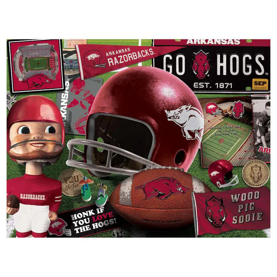 Go Hogs YouTheFan Arkansas Razorbacks 500 Piece Retro Series Puzzle Multicolor ...
