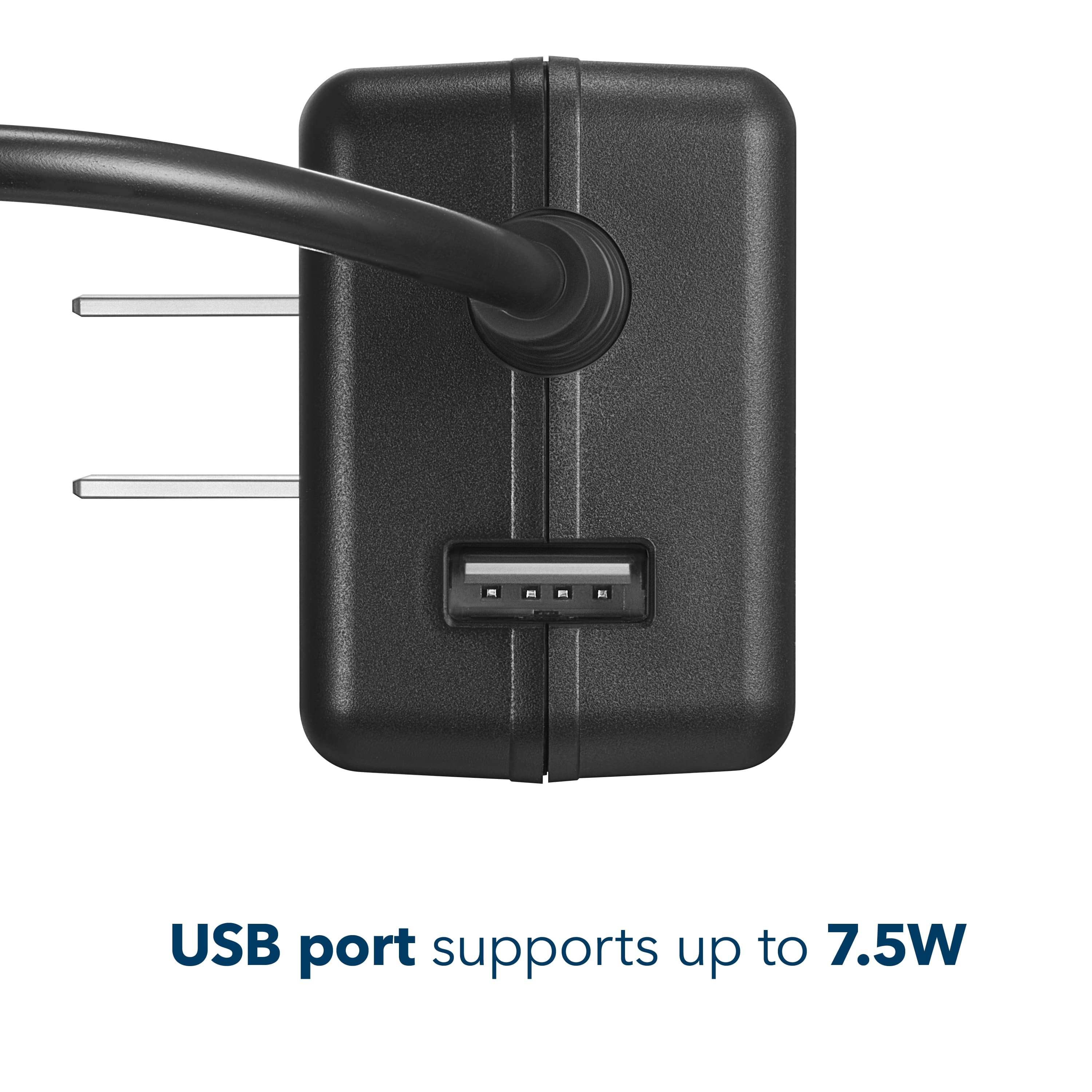 USB port supports up to 7.5W.