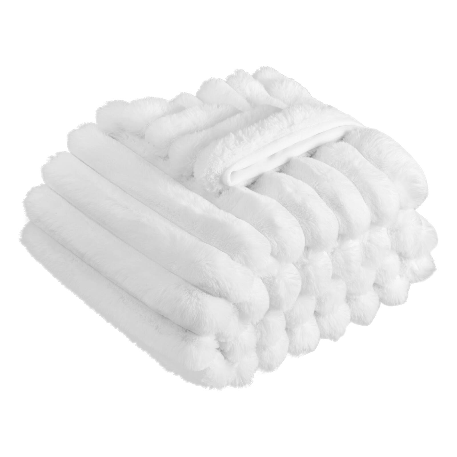 Front. VEVOR - Throw Blanket, 50 x 60 Inches / 1270 x 1524 mm, Faux Fur Cozy Throw Blankets, Cute Small Fuzzy Throws - White.