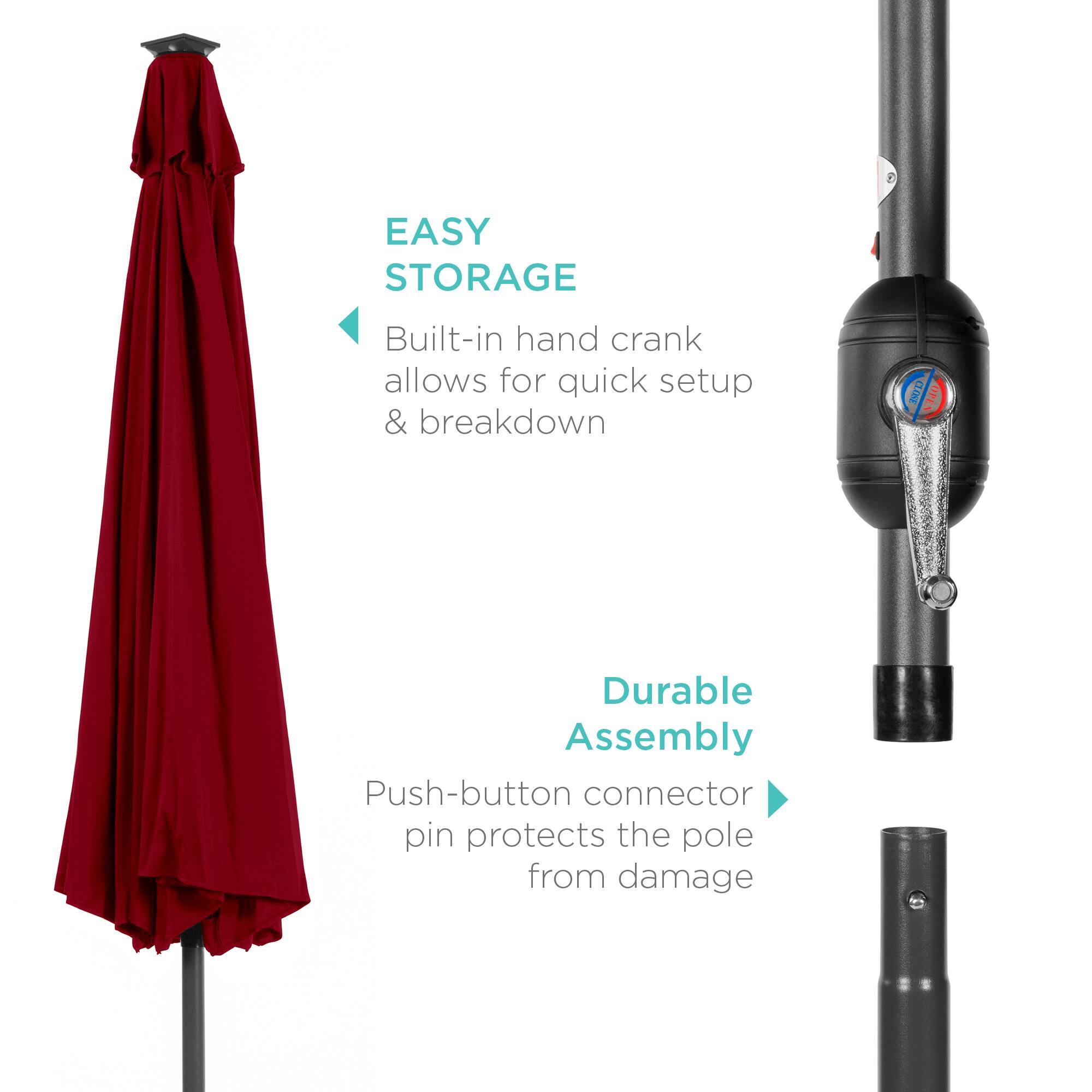 EASY STORAGE: Built-in hand crank allows for quick setup & breakdown. Durable Assembly: Push-button connector pin protects the pole from damage.