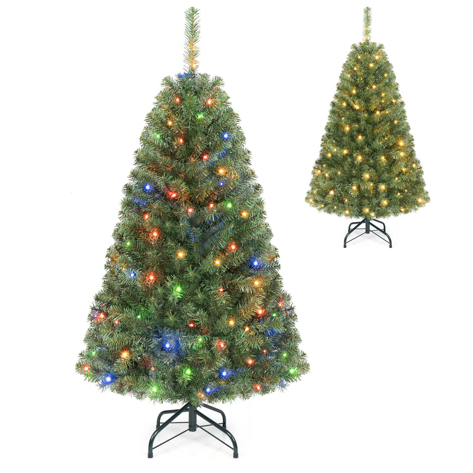 Alt View 1. Costway - Costway 4 FT Pre-Lit Artificial Christmas Tree with 296 Dense Branch Tips, 100 LED Lights - Green.