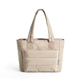 Bagsmart - Puffer 8.3L Small Tote, Lightweight Water-Resistant Tote with 13.1" Laptop Compartment for Daily Commute - Khaki