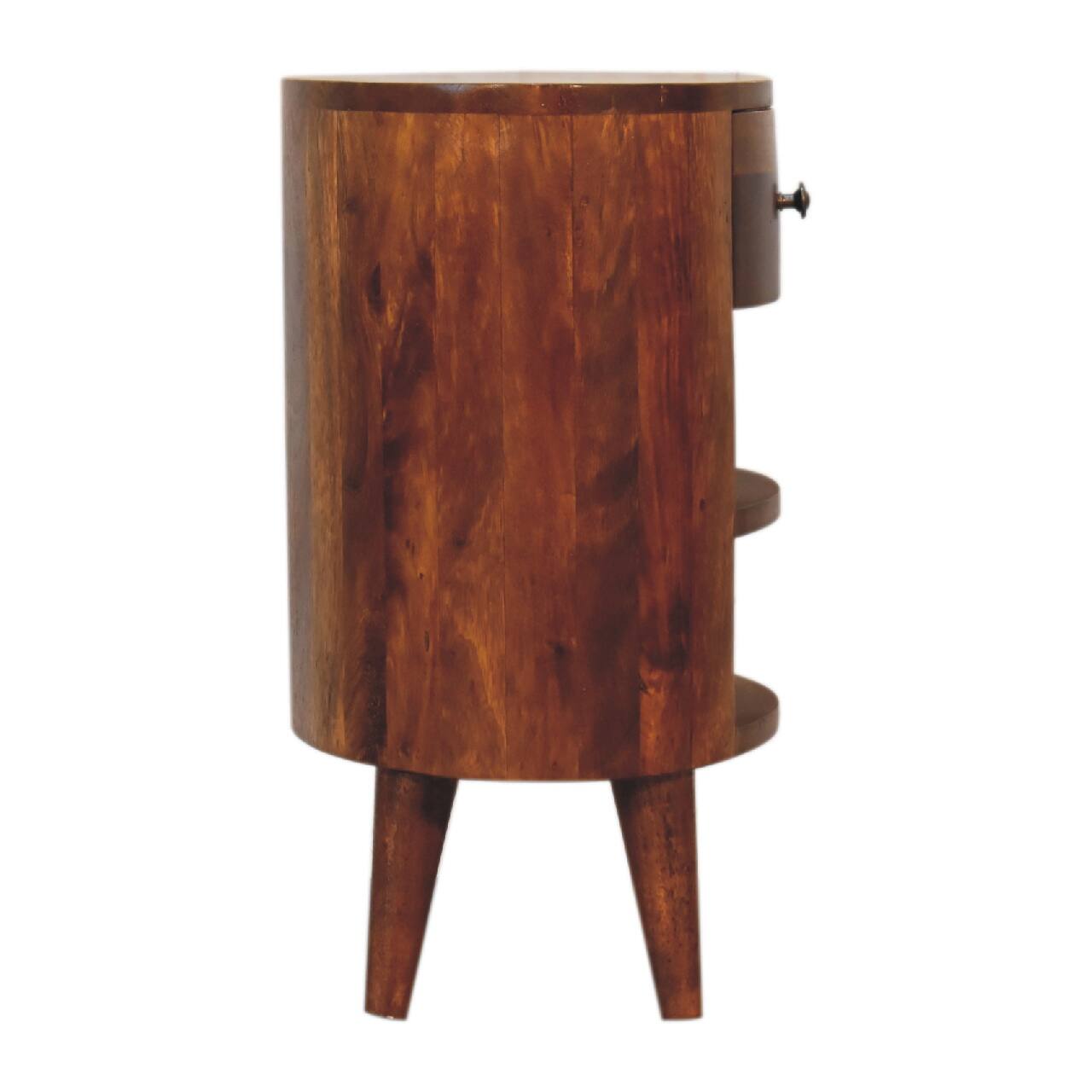 Alt View 4. Artisan Furniture - Artisan Furniture Solid Wood Cortez Chestnut Nightstand, 1 Drawer, 2 Open Slot, Nordic Legs, Dark Brown - Chestnut.