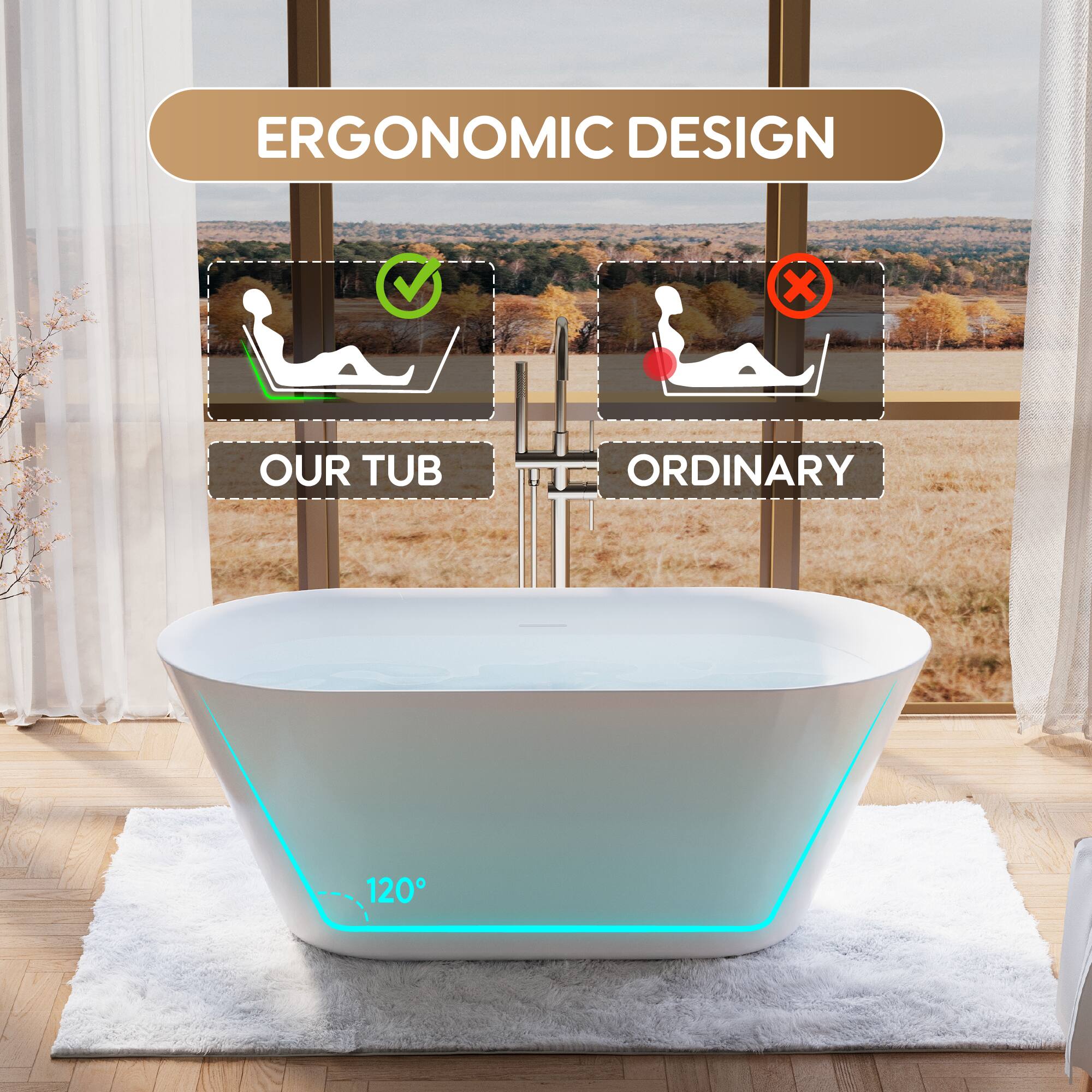 ERGONOMIC DESIGN

OUR TUB

ORDINARY

120°