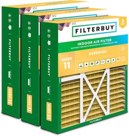 Filterbuy - 20x22x5 MERV 11 Pet & Allergy Defense, Pleated HVAC AC Furnace Air Filters Replacement for Amana & More (3-Pack) - Gold