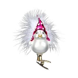 Inge Glas - Sweet Feathers Clip on Bird German Glass Christmas Ornament FREE BOX - White