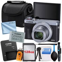 Canon - PowerShot G7 X Mark III Camera with 128GB Card + Case + ZeeTech Starter - Silver