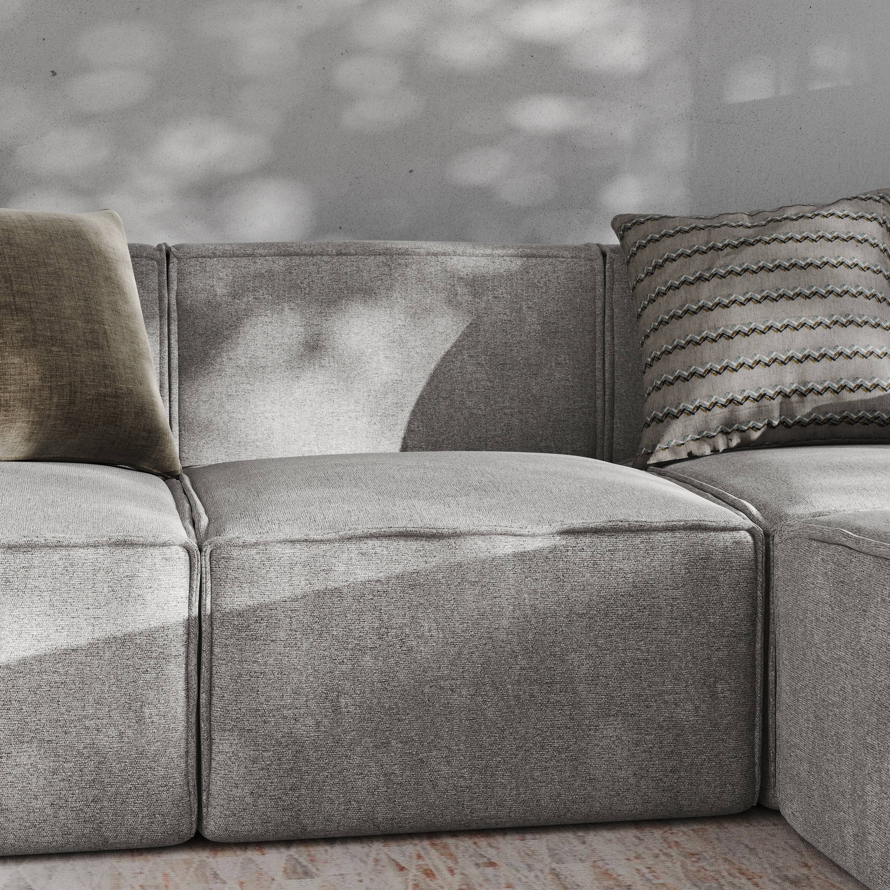 Front. Emma + Oliver - Farmount Modular Armless Middle Chair - Gray.