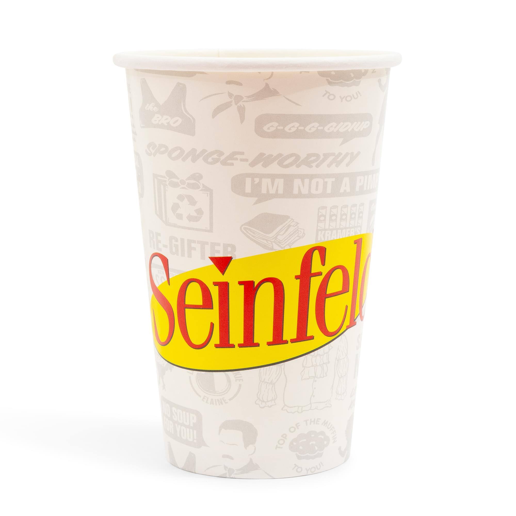 Sure, here is the corrected and grouped text from the image:

- TO YOU!
- G-G-G-GIDUP
- SPONGE-WORTHY
- I'M NOT A PIM
- RE-GIFTER
- KRAMER'S
- SEINFELD
- TOP OF THE MUFFIN TO YOU!
- NO SOUP FOR YOU!
- TO YOU!
- THE BRO
- ELAINE