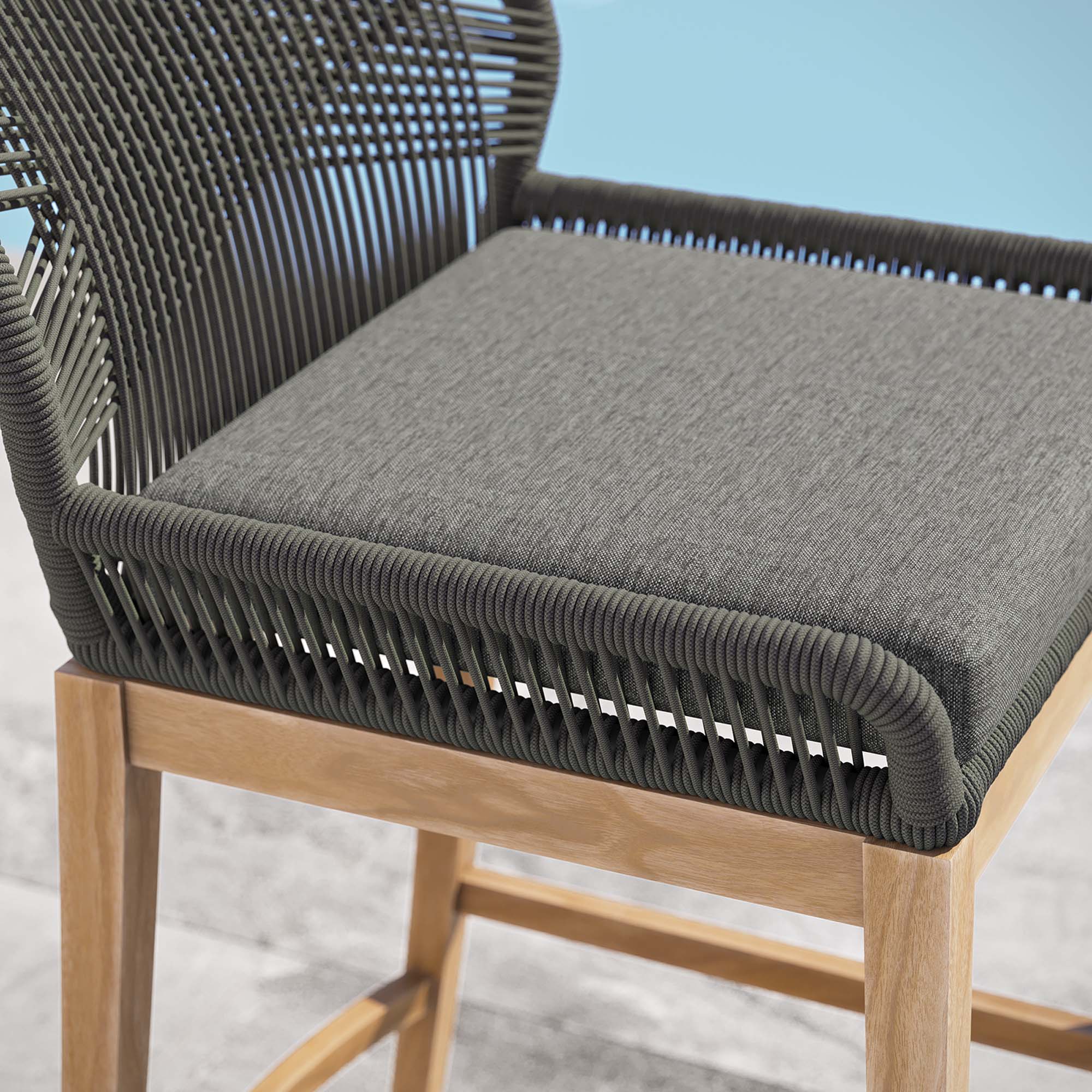 Back. Modway - Wellspring Outdoor Patio Teak Wood Bar Stool by Modway - Gray Graphite.