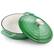 Front. MegaChef - MegaChef 2 Quart Round Enameled Cast Iron Braiser Pan in Green - Green.