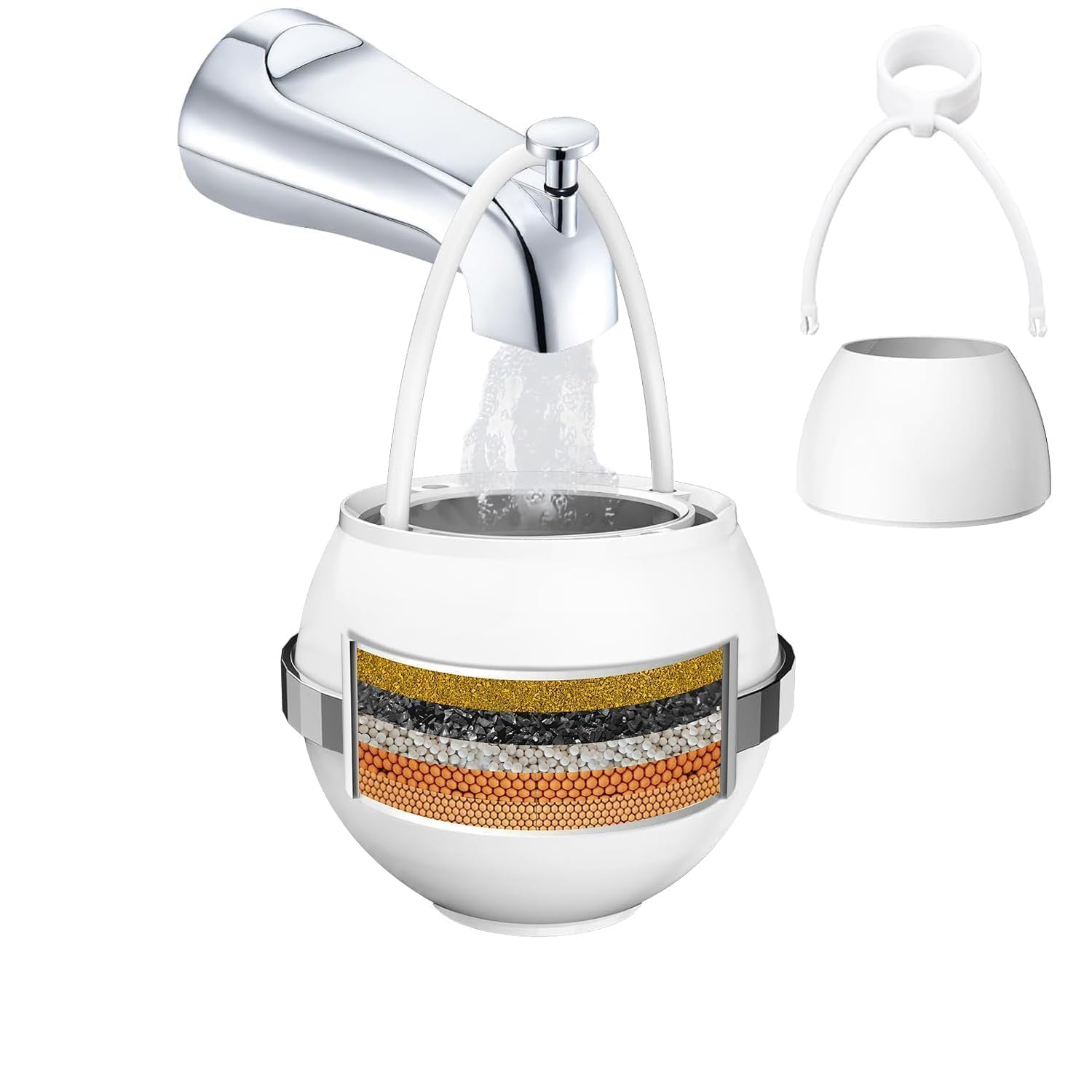 Front. Paradigms Interiors - Bath Filter For Tub Faucet Bathtub Kinder Water Hard Softener Remove 99 Contaminants Lead Chlorine And Fluo... - White.