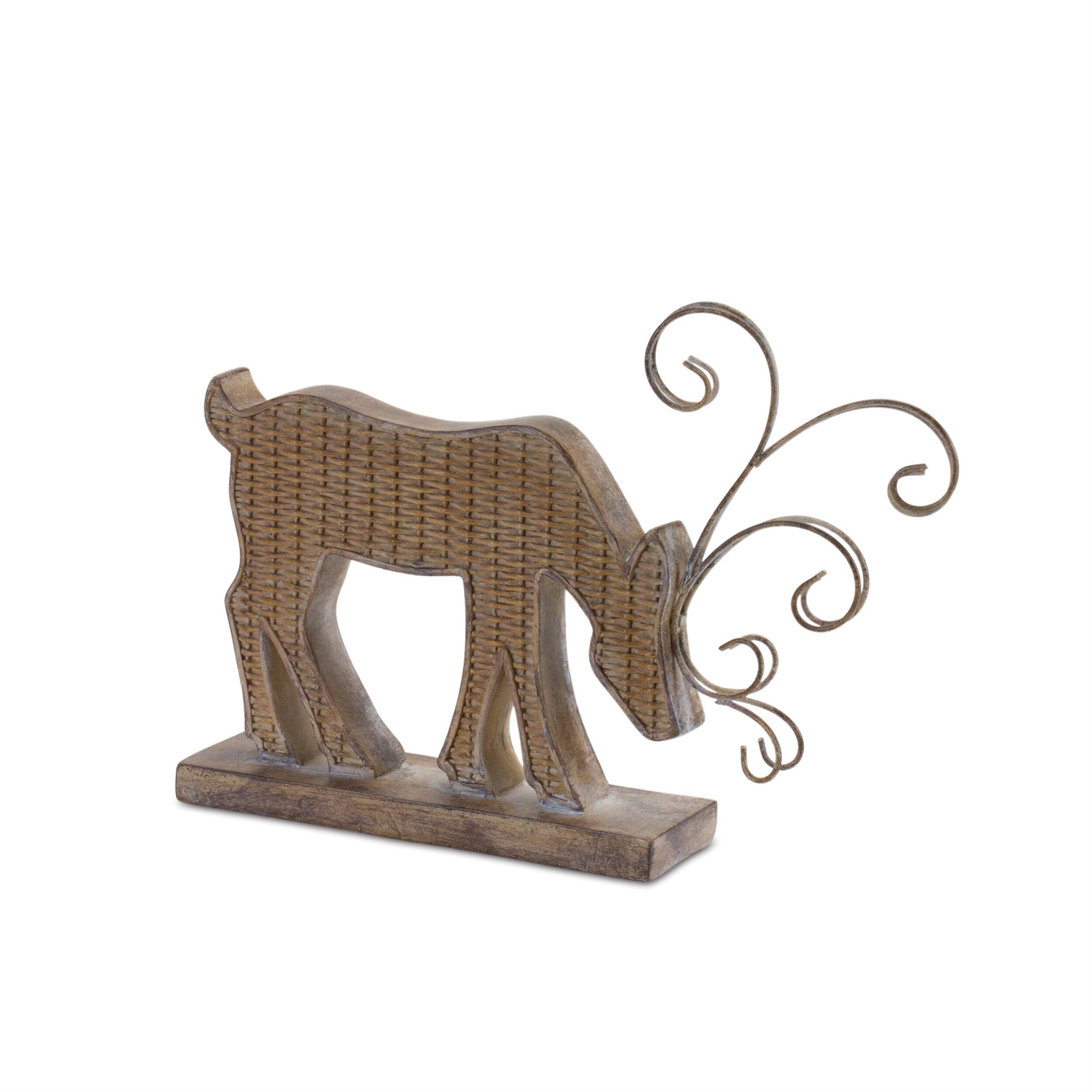 Alt View 1. BreeBe - Wicker Design Deer Silhouette Decor (Set of 2) - Brown.