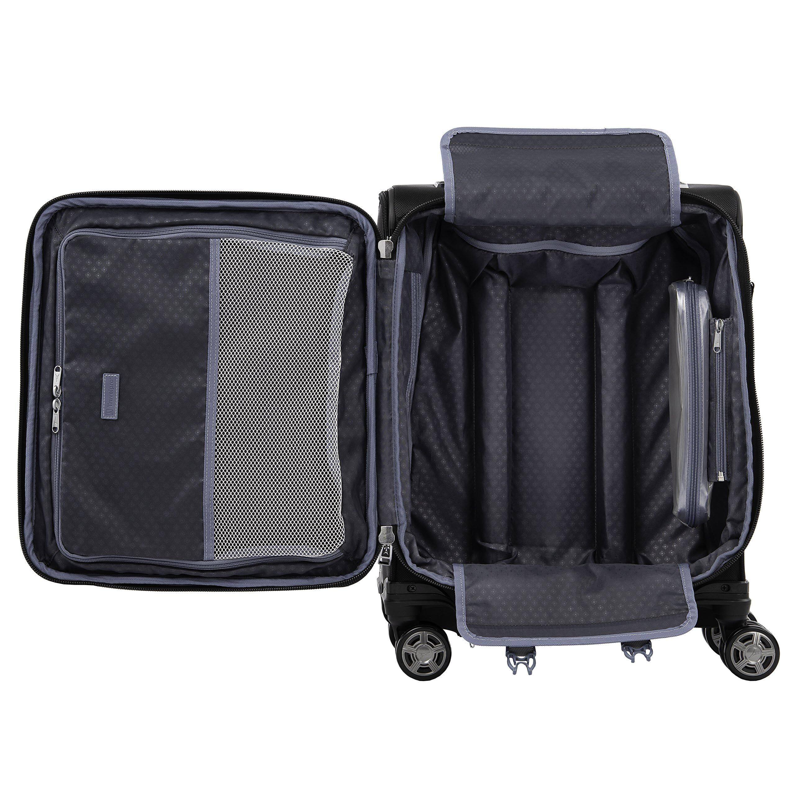Angle. Travelpro - Travelpro Platinum Elite Softside Expandable 19" Carry On Spinner - Shadow Black.